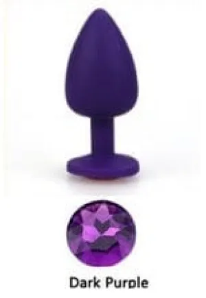 0528AE  Purple Silicone Mini Anal Plug with Amethyst Crystal Base
