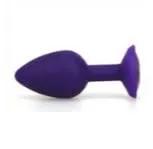 0528AE  Purple Silicone Mini Anal Plug with Amethyst Crystal Base