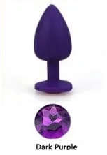 0528AE  Purple Silicone Mini Anal Plug with Amethyst Crystal Base