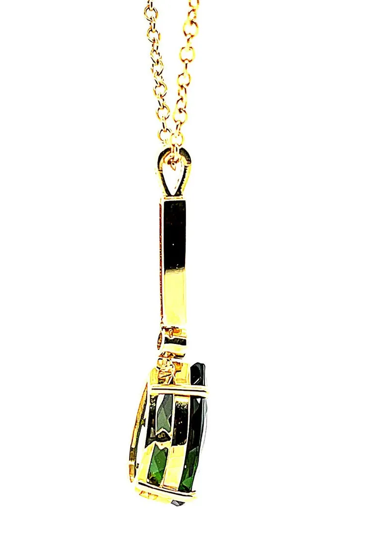 10.77 Carat Green Tourmaline Pear, Citrine and Diamond Yellow Gold Pendant