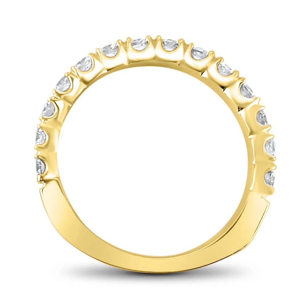 1.08 Carat Diamond 3/4 Eternity U-Cut Art Deco Wedding Band | 18-Stone | 14k Rose, White, or Yellow Gold