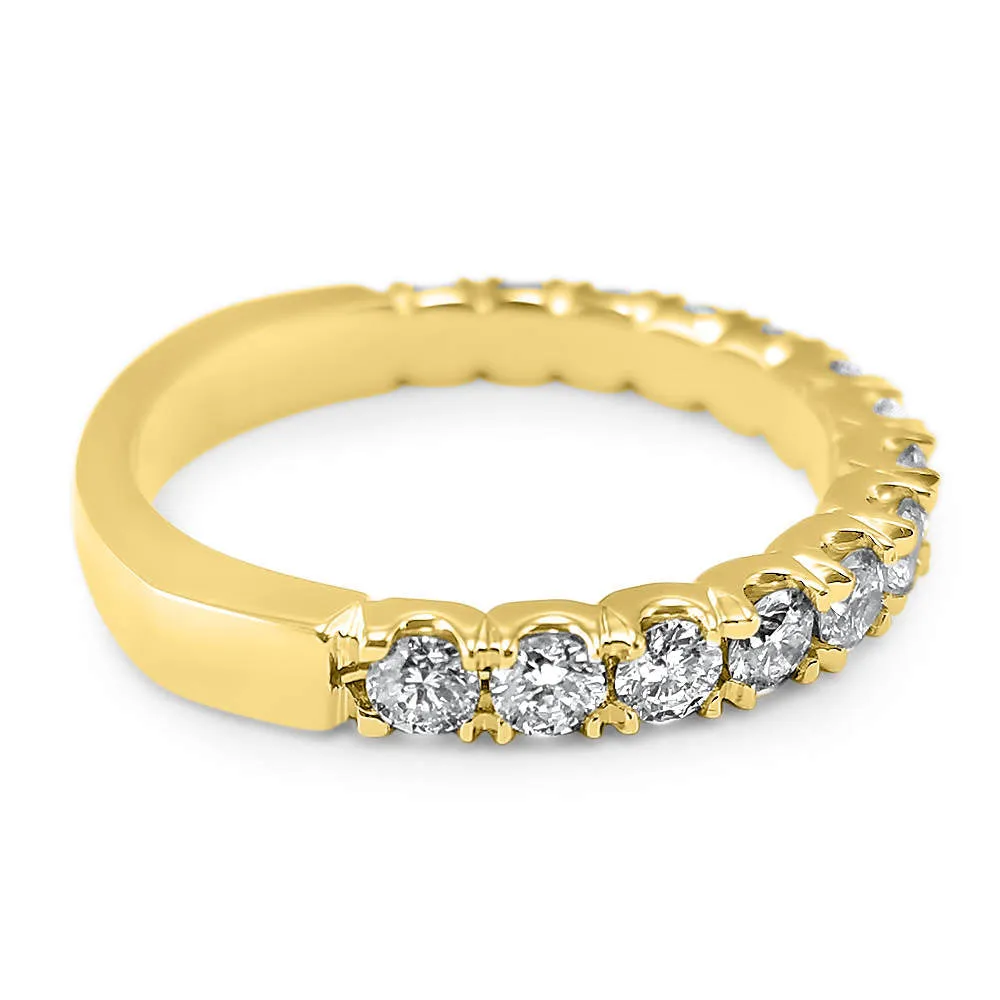 1.08 Carat Diamond 3/4 Eternity U-Cut Art Deco Wedding Band | 18-Stone | 14k Rose, White, or Yellow Gold