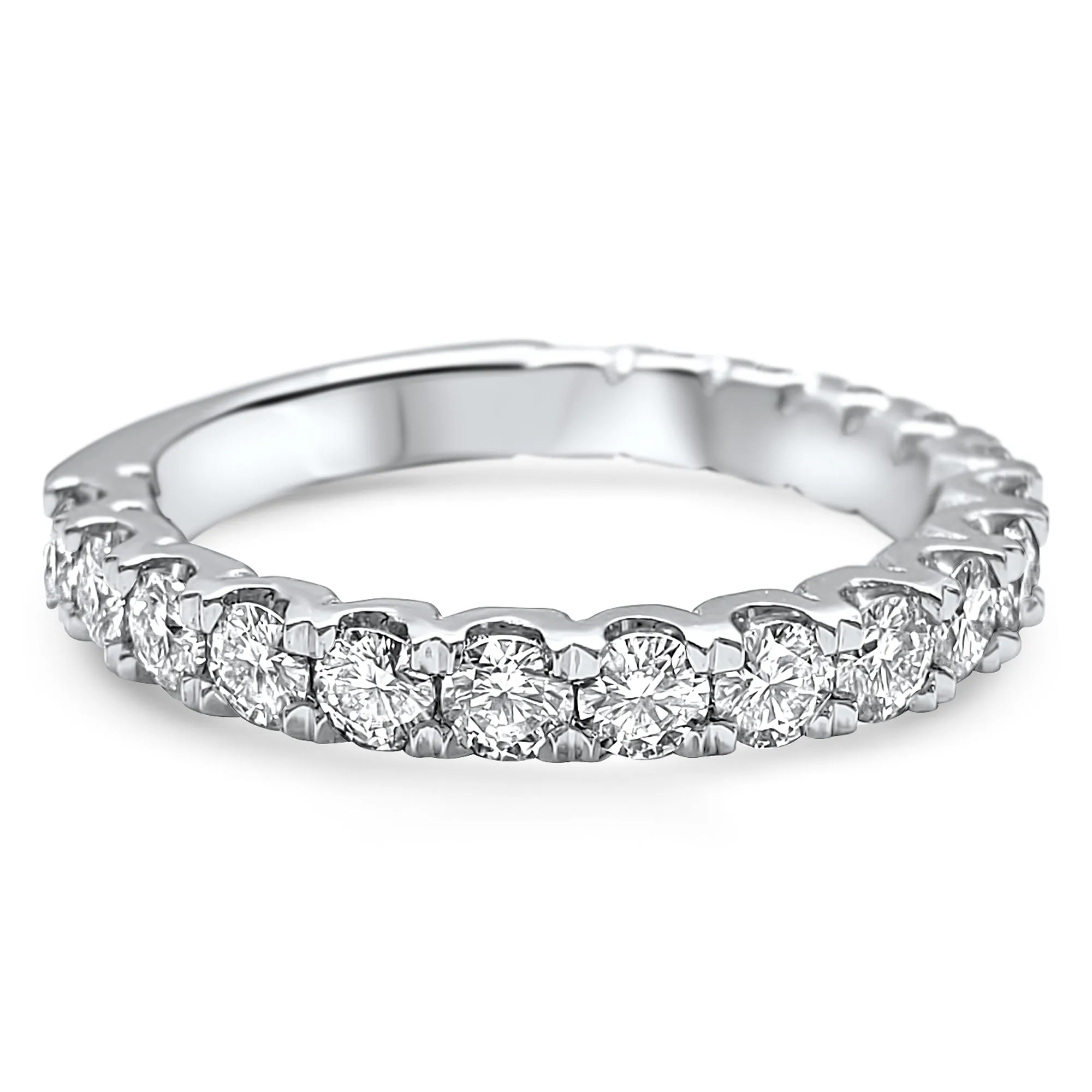 1.08 Carat Diamond 3/4 Eternity U-Cut Art Deco Wedding Band | 18-Stone | 14k Rose, White, or Yellow Gold