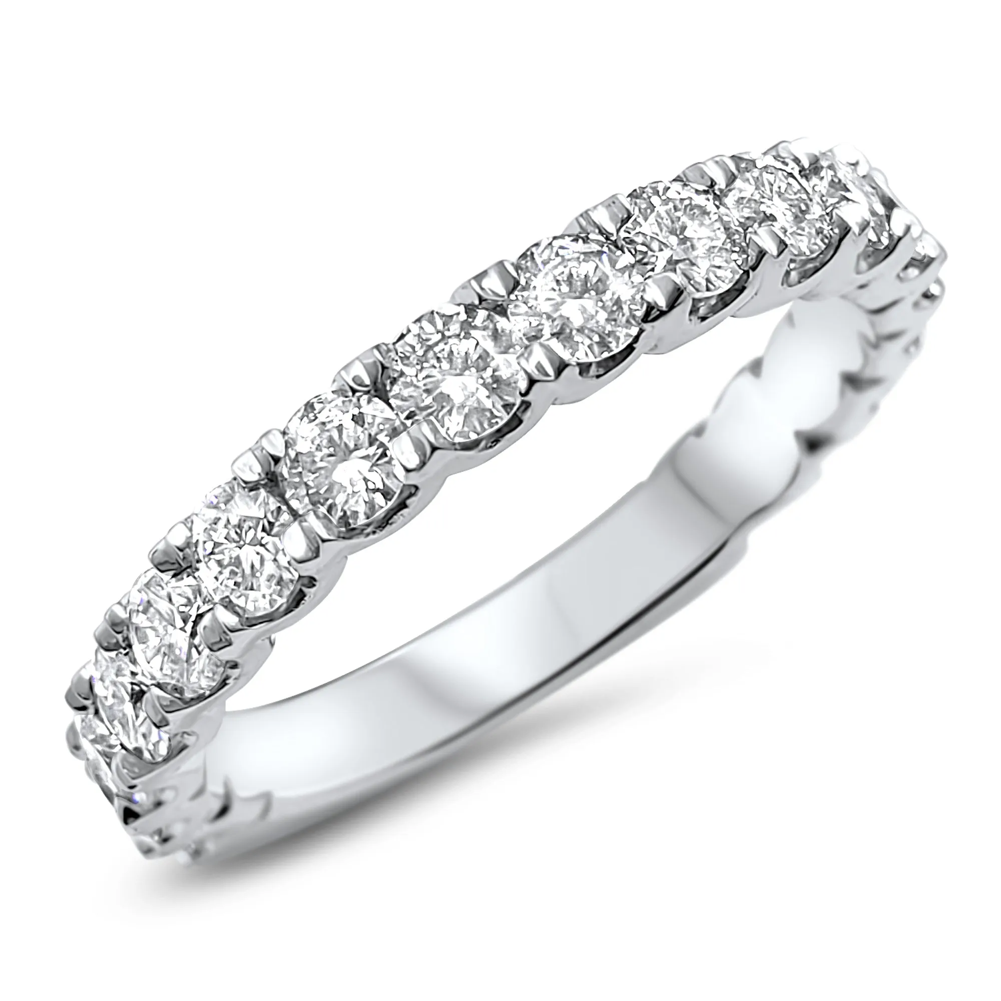 1.08 Carat Diamond 3/4 Eternity U-Cut Art Deco Wedding Band | 18-Stone | 14k Rose, White, or Yellow Gold