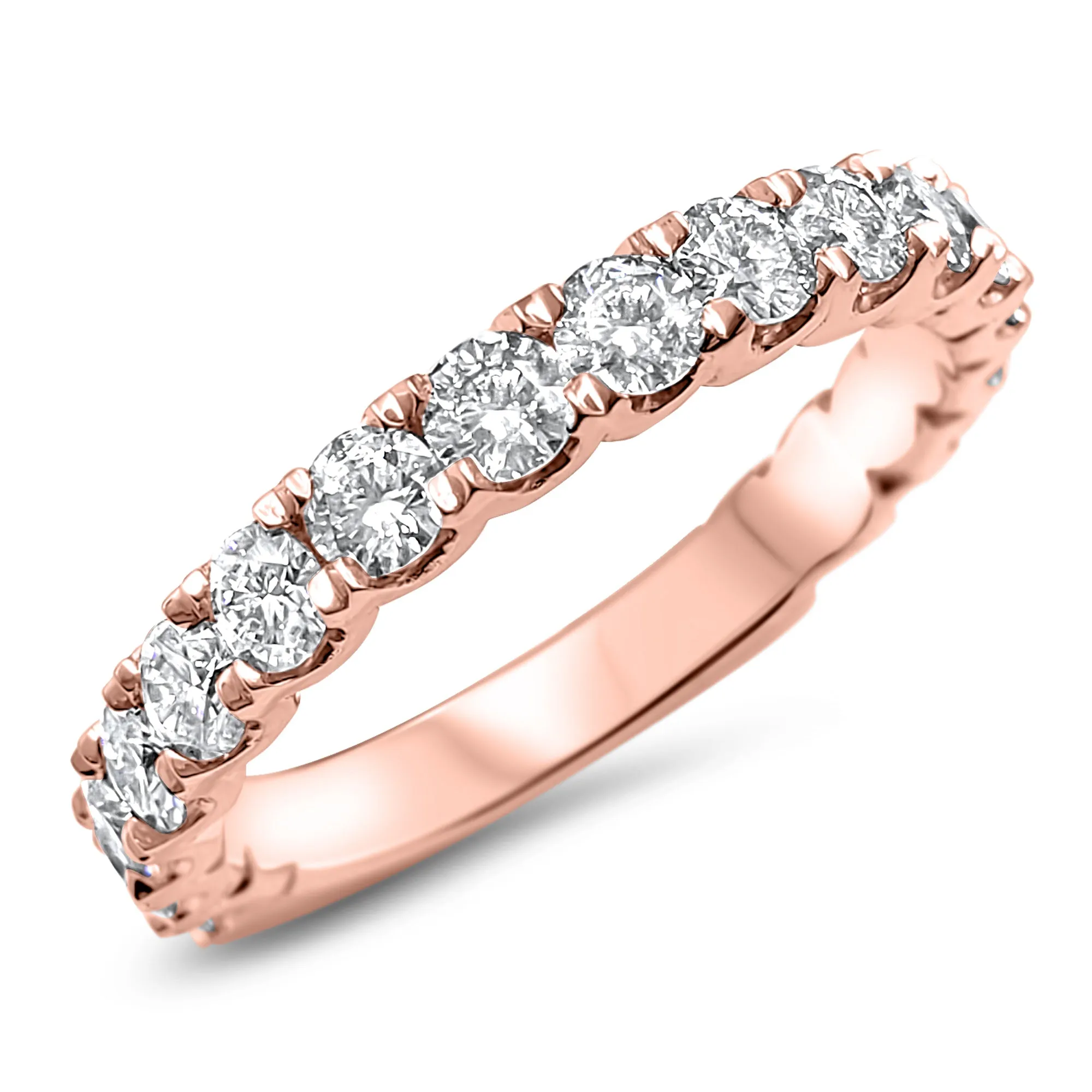 1.08 Carat Diamond 3/4 Eternity U-Cut Art Deco Wedding Band | 18-Stone | 14k Rose, White, or Yellow Gold