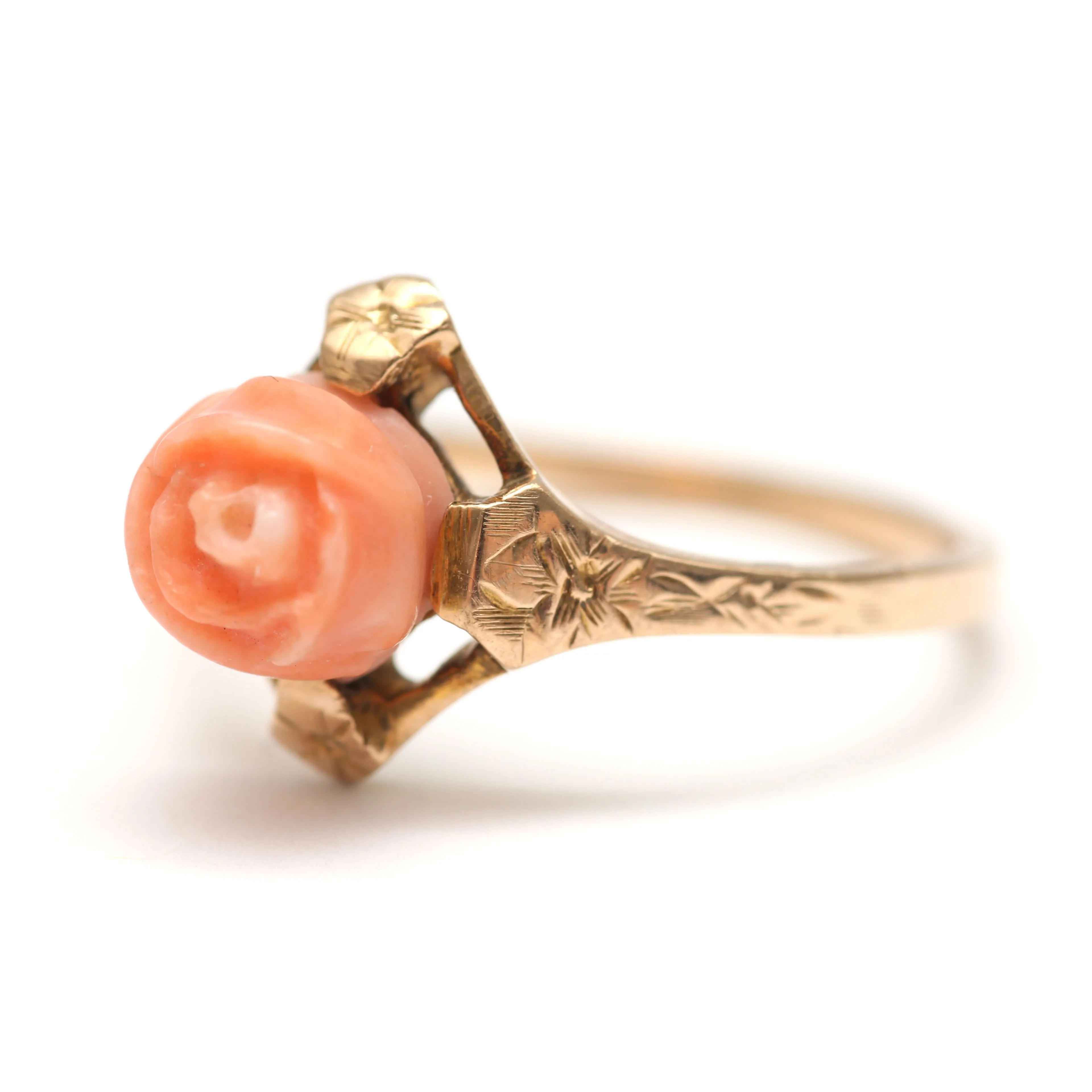 10k Coral Rose Ring