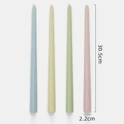 12" Unscented Taper Colored Candles - 4 pcs