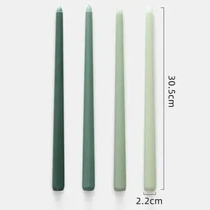 12" Unscented Taper Colored Candles - 4 pcs