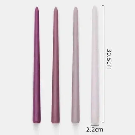 12" Unscented Taper Colored Candles - 4 pcs