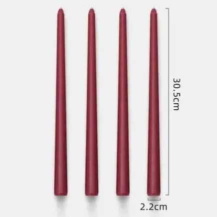 12" Unscented Taper Colored Candles - 4 pcs