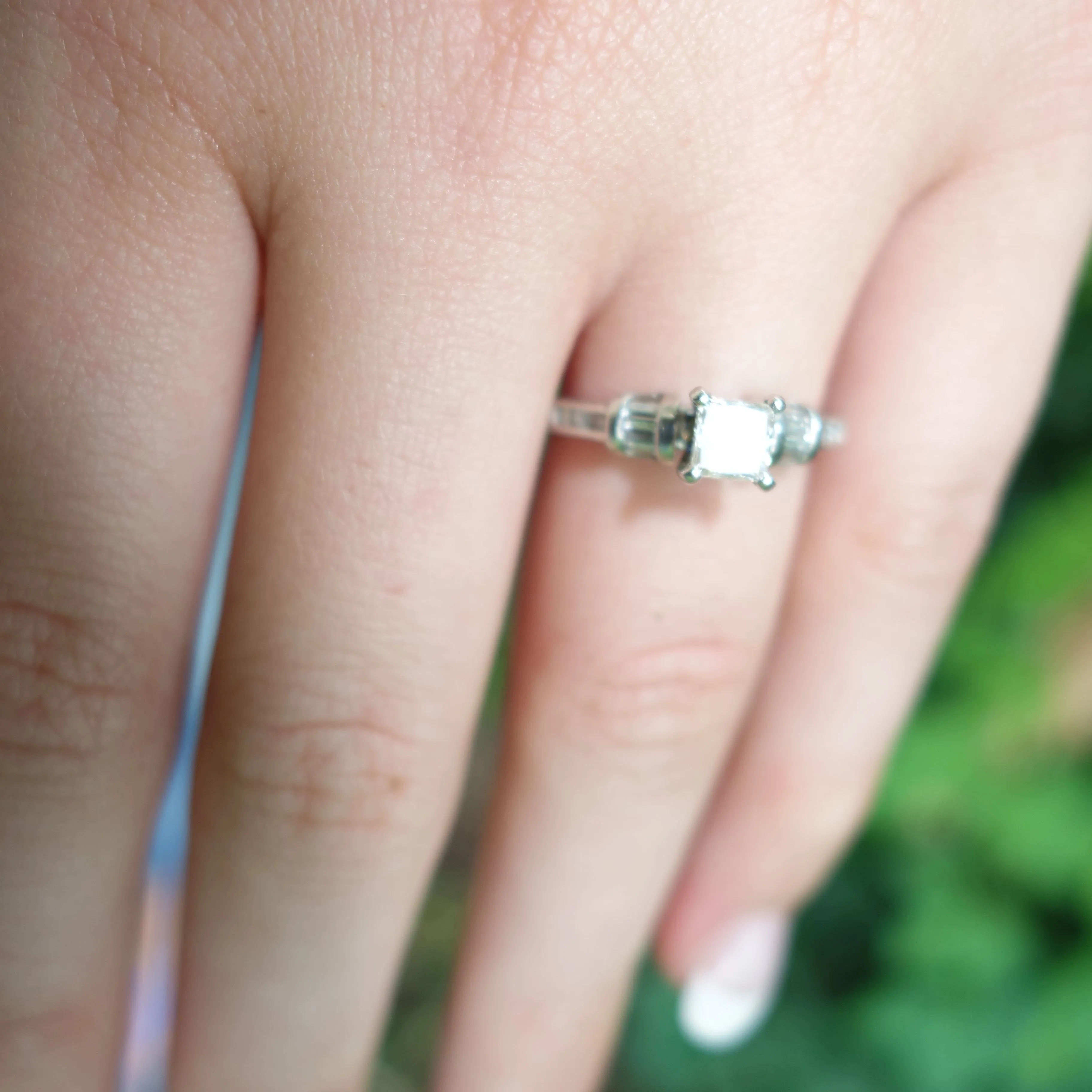 1.39 ctw. Diamond and Platinum Art Deco Vintage Engagement Ring, Size 5.75