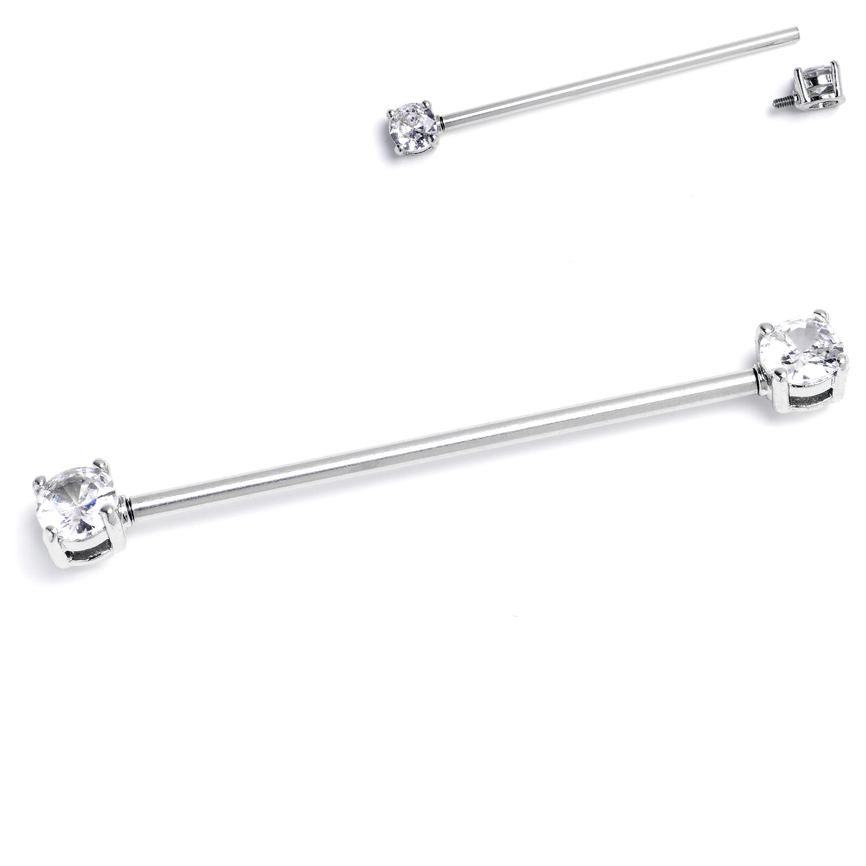 14 Gauge Clear Gem Internally Threaded Industrial Barbell 38mm
