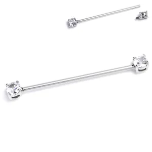 14 Gauge Clear Gem Internally Threaded Industrial Barbell 38mm
