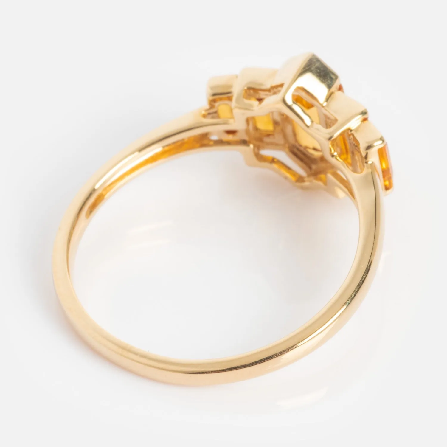 14k Graduated Citrine Deco Ring