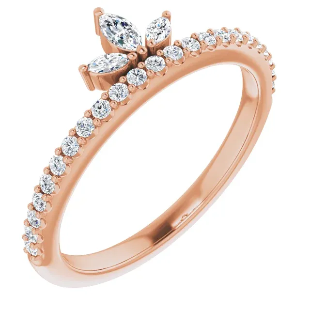 14K Rose 1/3 CTW Diamond Stackable Crown Ring