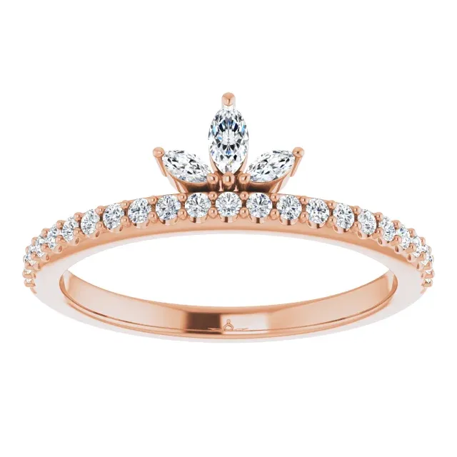14K Rose 1/3 CTW Diamond Stackable Crown Ring