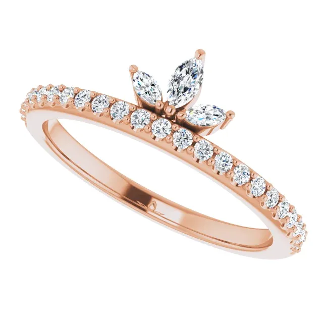 14K Rose 1/3 CTW Diamond Stackable Crown Ring