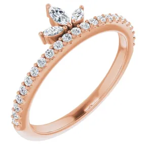 14K Rose 1/3 CTW Diamond Stackable Crown Ring