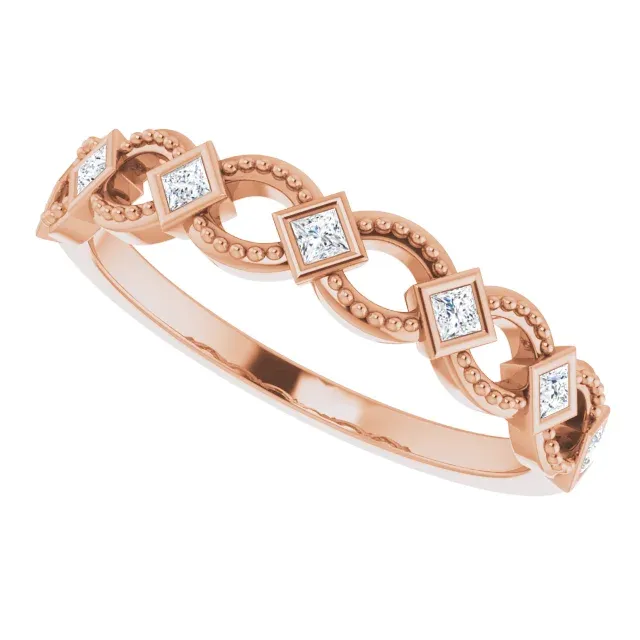 14K Rose 1/6 CTW Diamond Stackable Ring