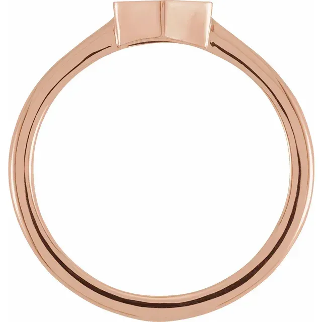14K Rose  9.5x8 mm Geometric Signet Ring