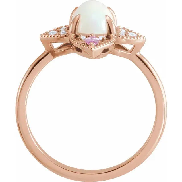 14K Rose Ethiopian Opal, Pink Sapphire & .05 CTW Diamond Vintage-Inspired Ring