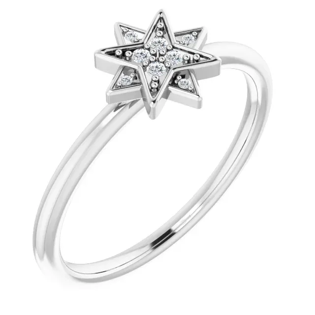 14K White .04 CTW Diamond Star Ring
