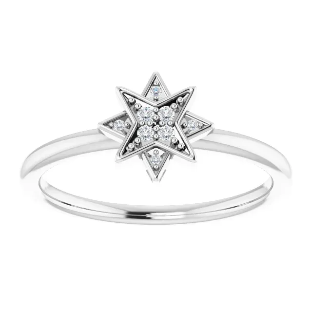 14K White .04 CTW Diamond Star Ring