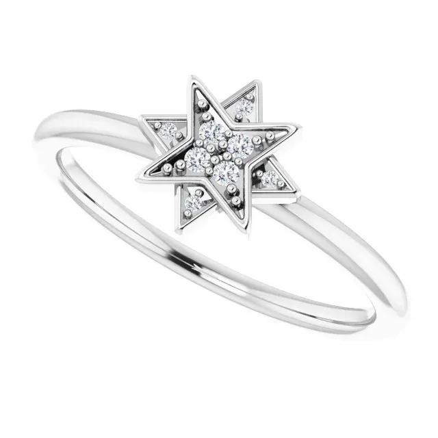 14K White .04 CTW Diamond Star Ring