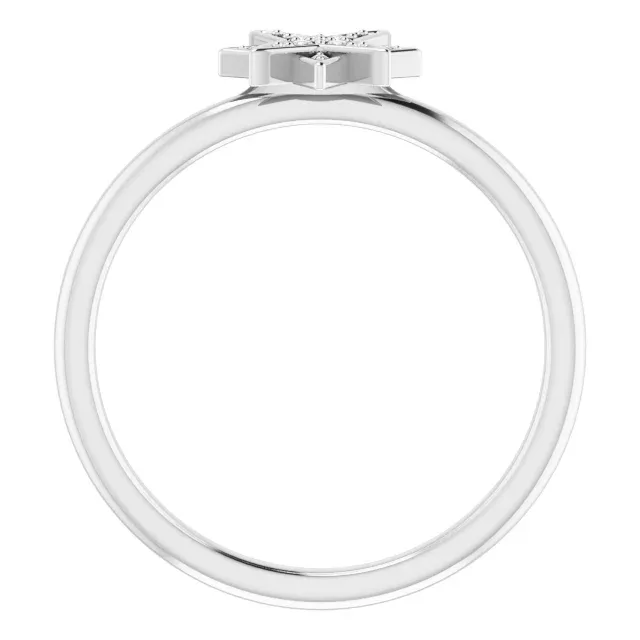 14K White .04 CTW Diamond Star Ring