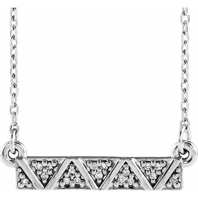 14K White .05 CTW Diamond Geometric Bar 16-18" Necklace