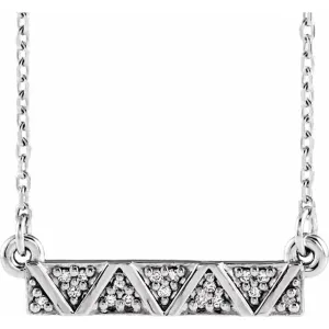 14K White .05 CTW Diamond Geometric Bar 16-18" Necklace