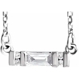 14K White 1/10 CTW Diamond Bar 16-18" Necklace