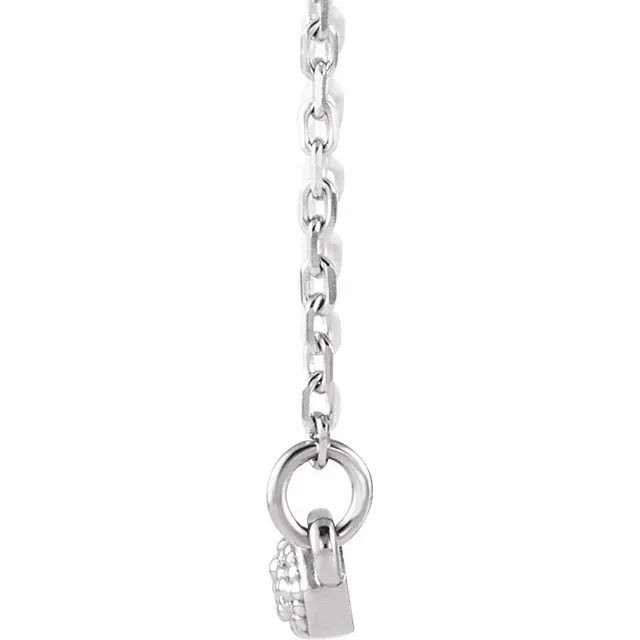 14K White 1/10 CTW Diamond Milgrain Bar 16-18" Necklace