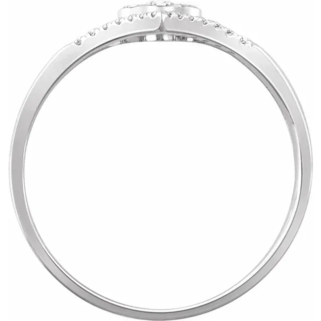 14K White 1/10 CTW Diamond "V" Ring