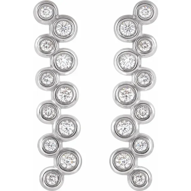 14K White 1/3 CTW Diamond Bezel-Set Bar Earrings