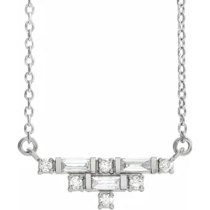 14K White 1/4 CTW Diamond Art Deco 18" Necklace