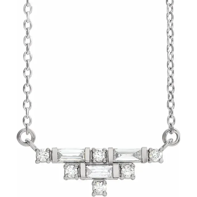 14K White 1/4 CTW Diamond Art Deco 18" Necklace