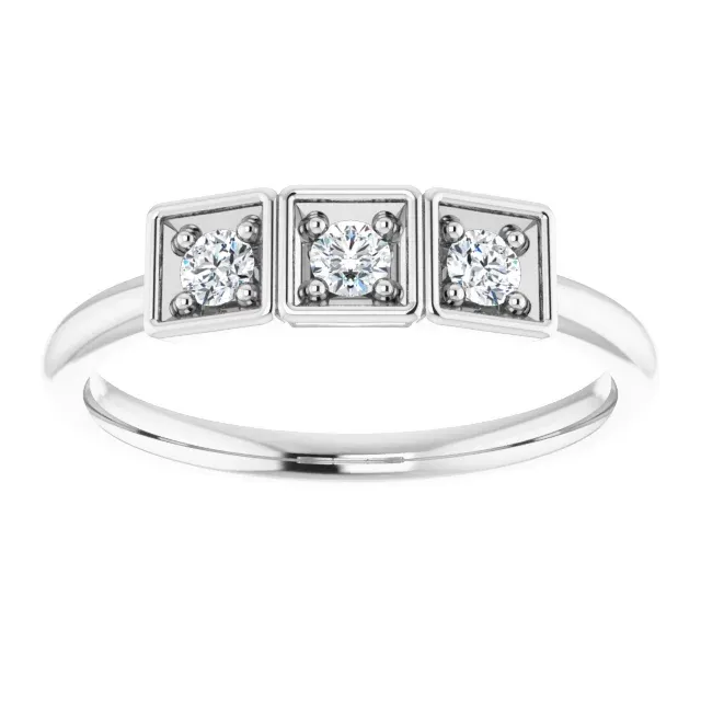 14K White 1/5 CTW Stackable Ring