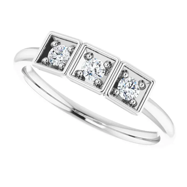 14K White 1/5 CTW Stackable Ring