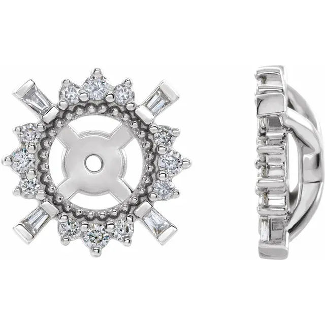 14K White 1/6 CTW Diamond Earrings Jackets with 4.9 mm ID