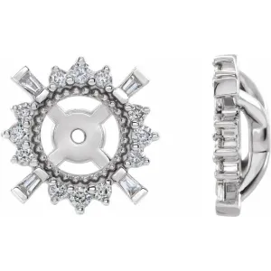 14K White 1/6 CTW Diamond Earrings Jackets with 4.9 mm ID