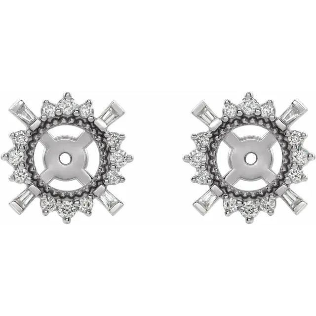 14K White 1/6 CTW Diamond Earrings Jackets with 4.9 mm ID