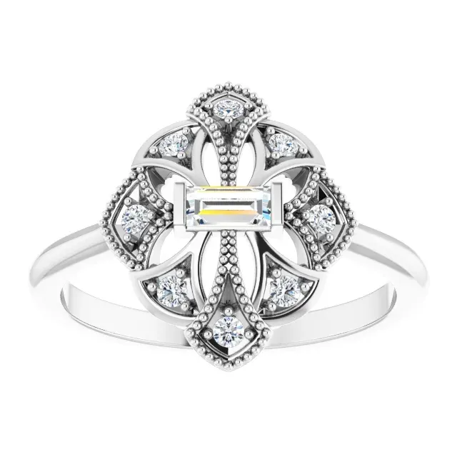 14K White 1/6 CTW Diamond Vintage-Inspired Ring