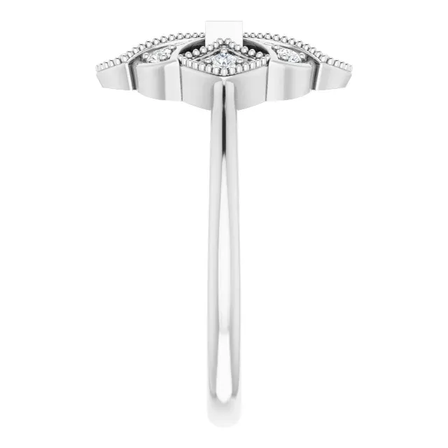 14K White 1/6 CTW Diamond Vintage-Inspired Ring