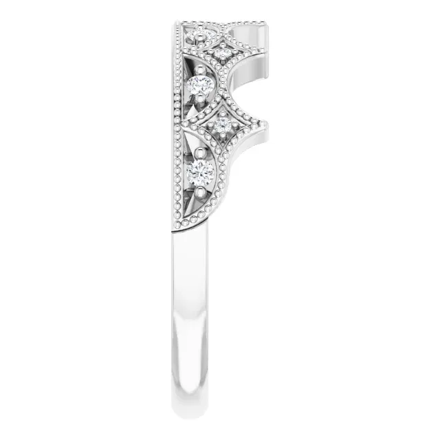 14K White 1/8 CTW Diamond Crown Ring