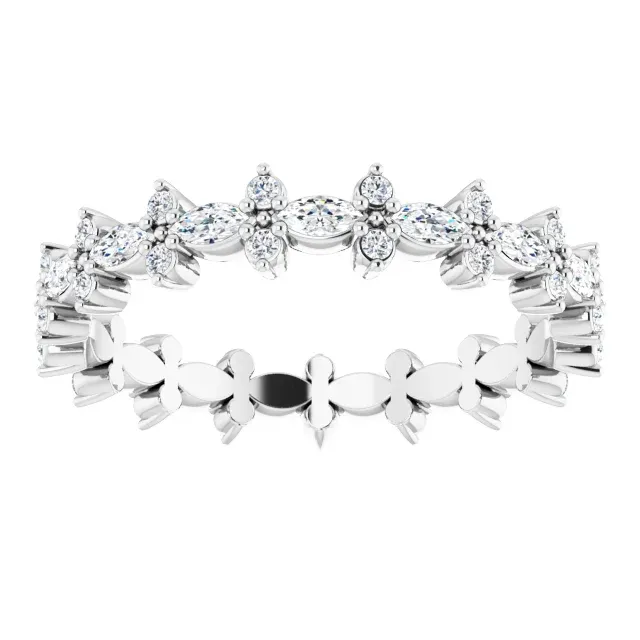 14K White 5/8 CTW Diamond Eternity Band Size 7