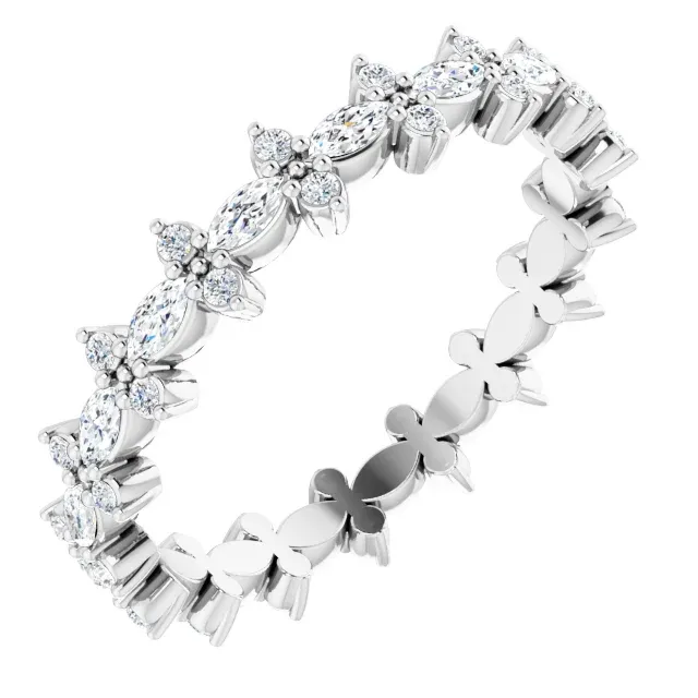 14K White 5/8 CTW Diamond Eternity Band Size 7