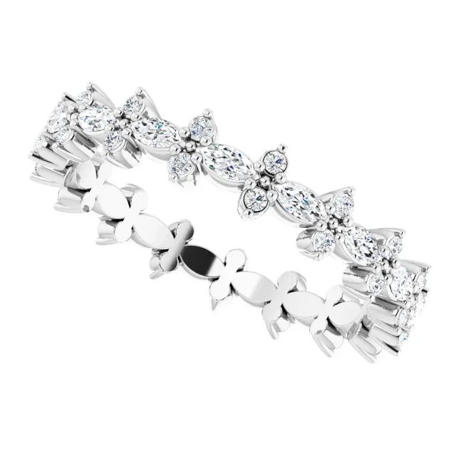 14K White 5/8 CTW Diamond Eternity Band Size 7