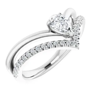 14K White 6x4 mm Pear Forever One? Moissanite & 1/6 CTW Diamond Ring