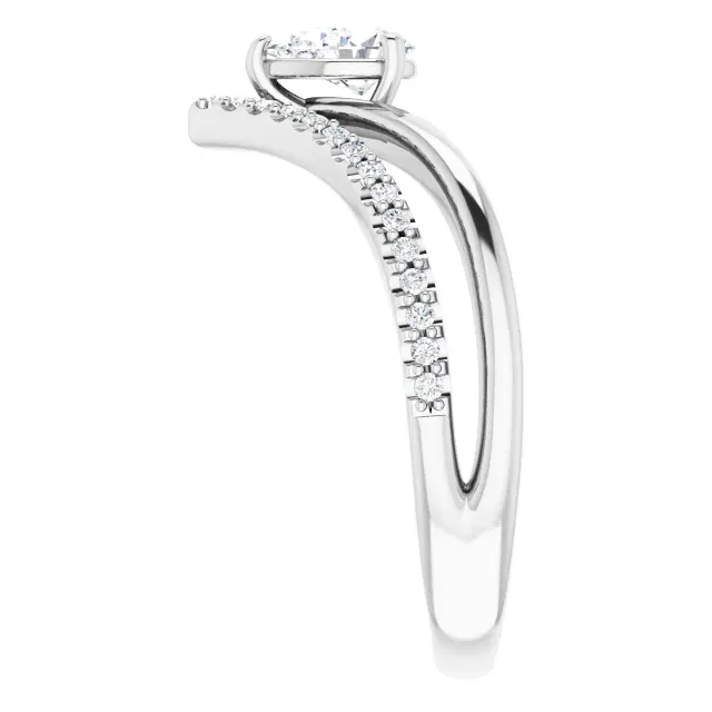 14K White 6x4 mm Pear Forever One? Moissanite & 1/6 CTW Diamond Ring